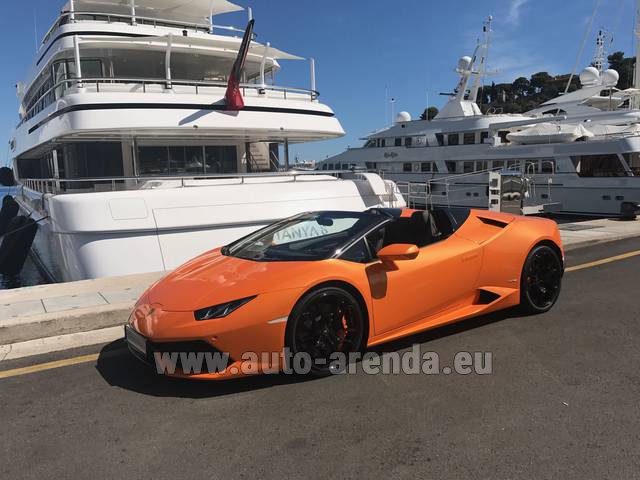 Rental Lamborghini Huracan Spyder Cabrio in Monaco-Ville